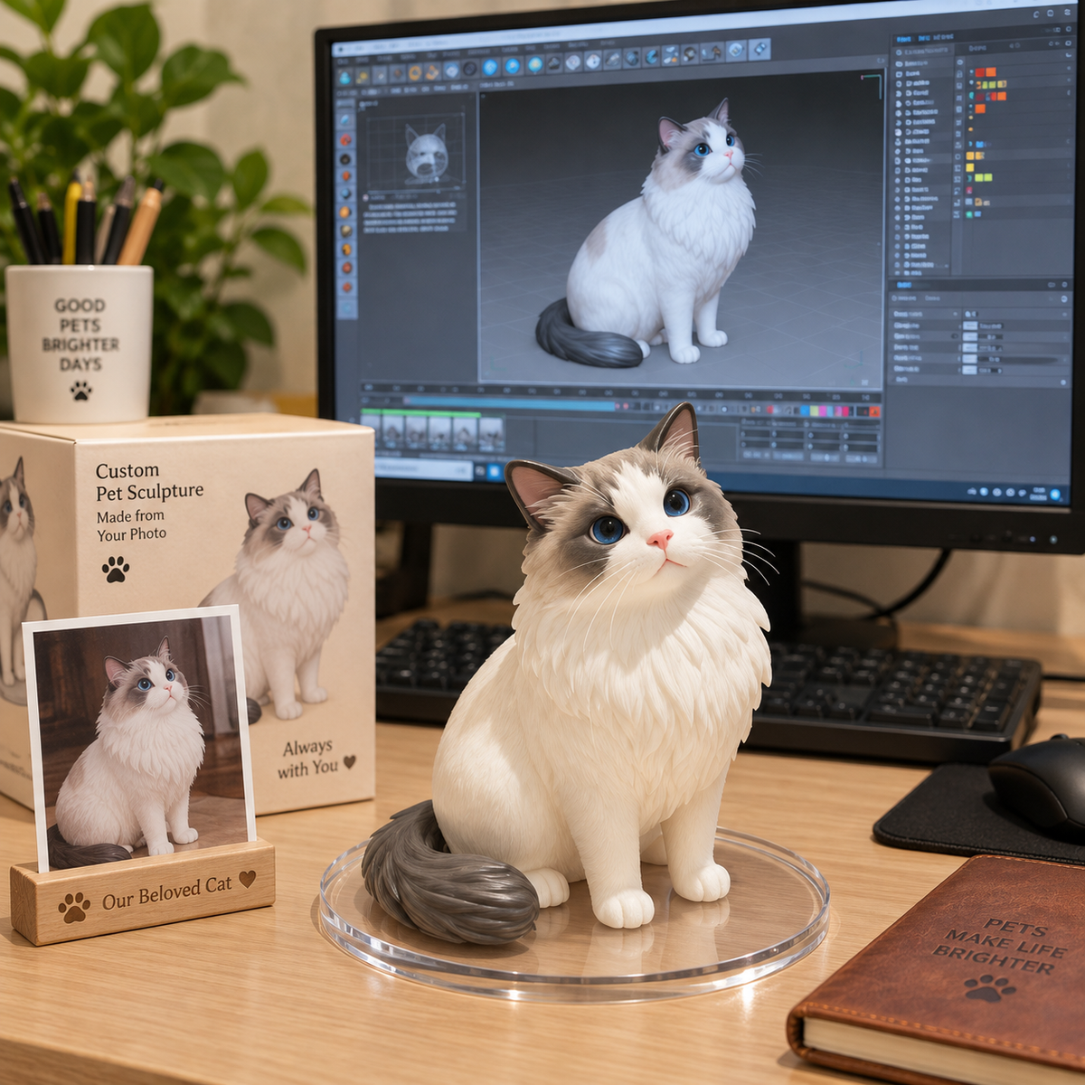 Custom Ragdoll Cat Sculpture